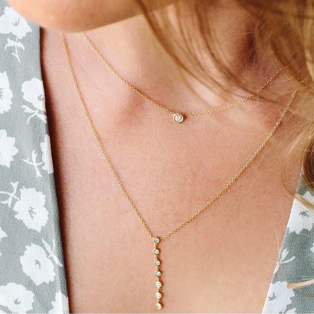 14k Gold Zoe Chicco Floating Diamond Necklace